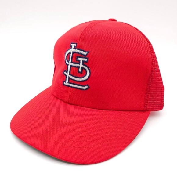 Vintage St Louis Cardinals Mesh Trucker Snapback Hat Red MLB 80's‎ Baseball Cap - Picture 1 of 7